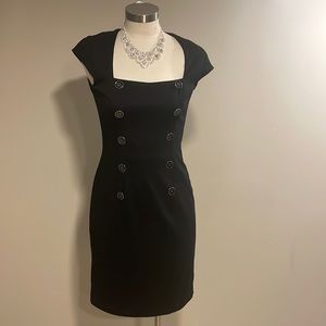 STUNNING cap sleeve button detail sheath dress